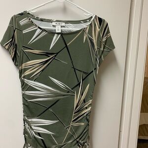 WHBM Green Leaf Print Women's Top